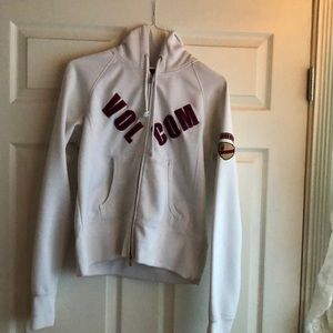 White Volcom zip-up hoodie